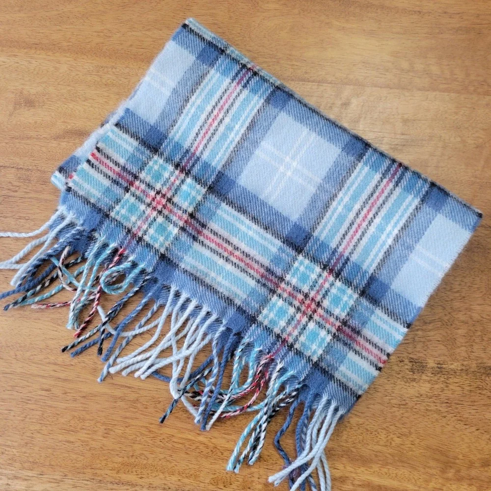 Lochcarron Scarf Diana Princess of Wales OS Blue Lambswool Memorial Tartan Plaid